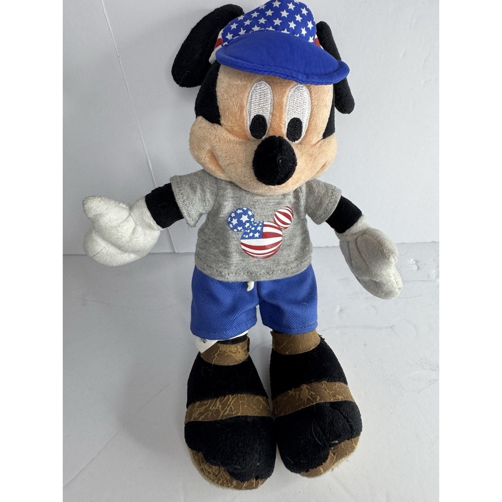Walt Disney World Mickey Mouse Flag Patriotic Soft‎ Plush Toy Vintage